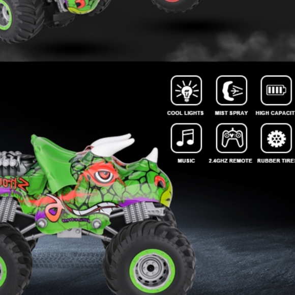 Prefontaine Remote Control Monster Truck/Off Road Vehicle - green dinosaur - Picture 6 of 16